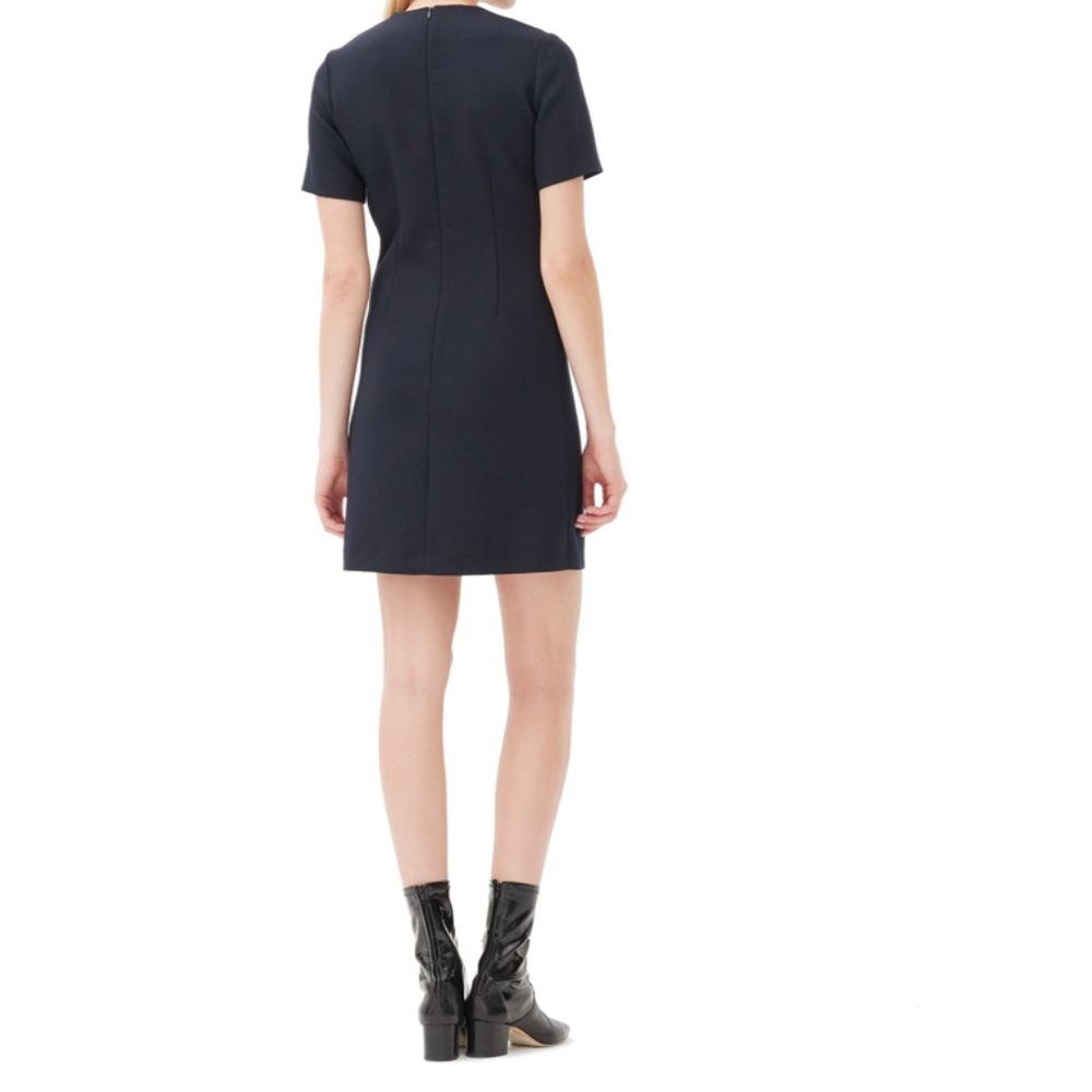 NWT $325 Sandro Reinelle Short-sleeved Cut Asymmetric Wrap Dress in Navy - 1! - Picture 4 of 8